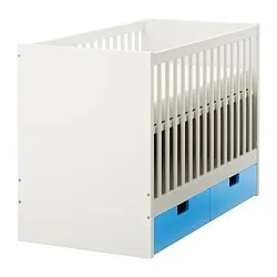 White Baby Crib with Two Blue Drawers image indicator(3)