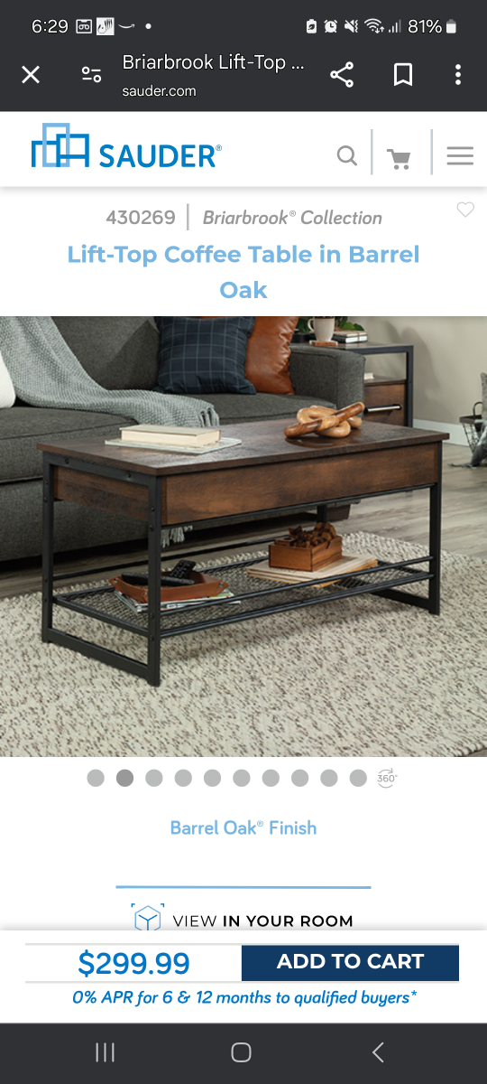 Sauder Briarbrook Lift-Top Coffee Table in Barrel Oak - photo 2