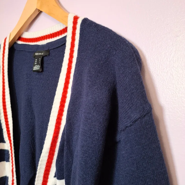 Women's Striped Varsity Cardigan (S/P) - Forever 21 image indicator(3)