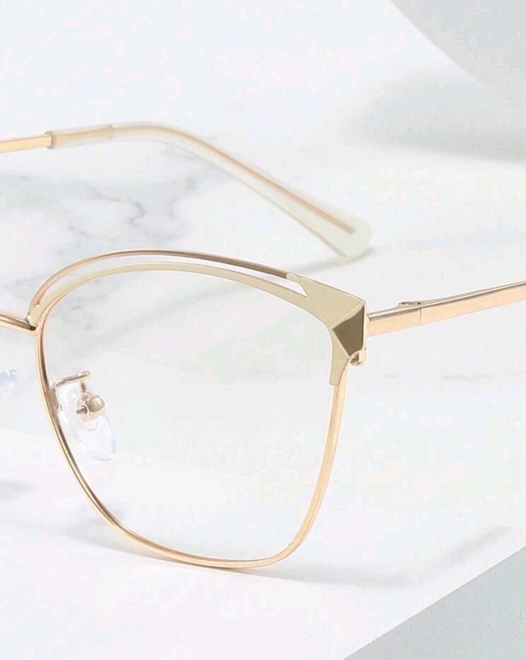 TRANSITION LENS /ANTI BLUE Gold Metal Frame Cat Eye Glasses - photo 5