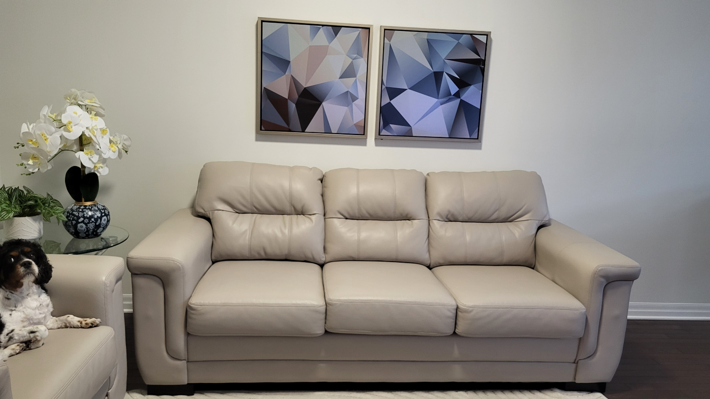 Beige Leather Sofa and Loveseat Set - photo 4