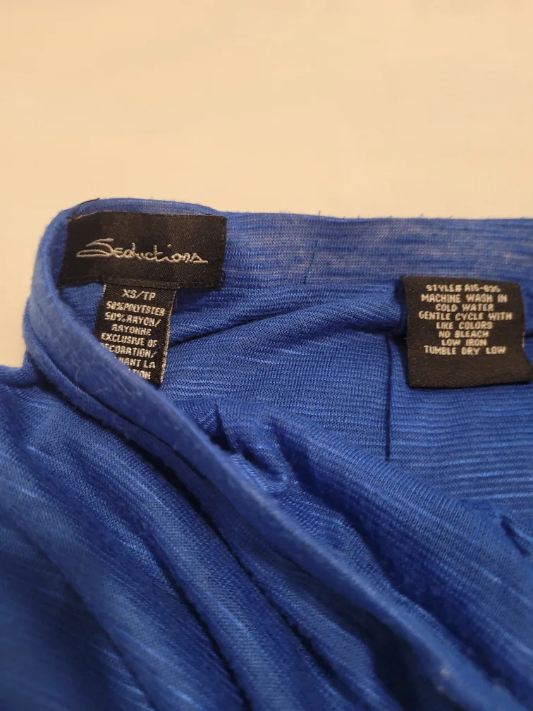 Denim Button-Front Jumpsuit and Royal Blue Asymmetrical Skirt image indicator(4)