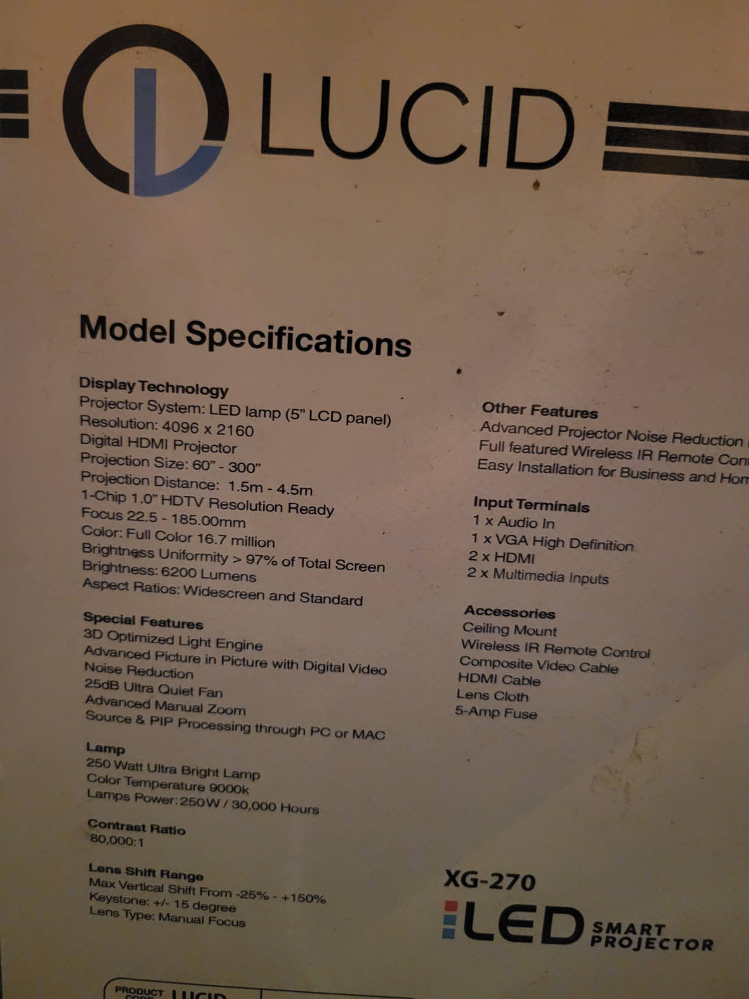 Lucid XG-270 4K LED Smart Projector - photo 2