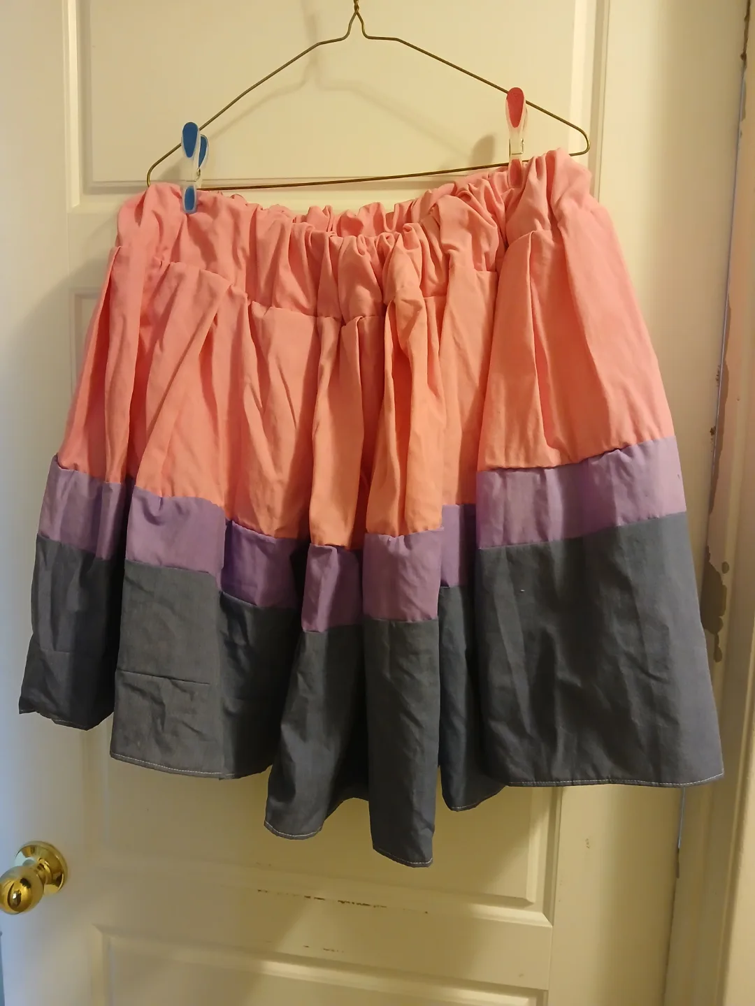 Pink, Purple, and Blue Colour Block Skirt thumbnail