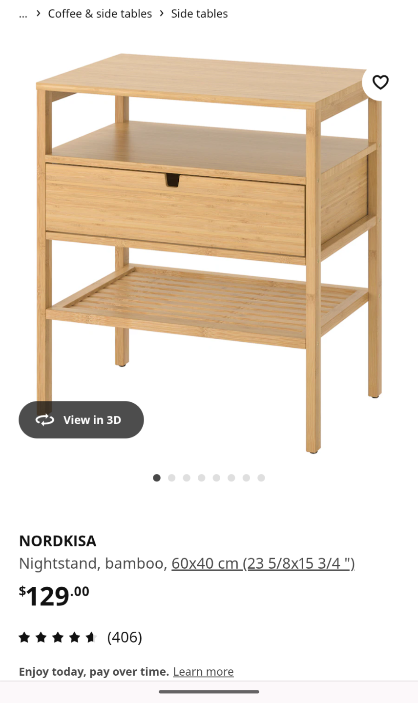 IKEA NORDKISA Bamboo Nightstand