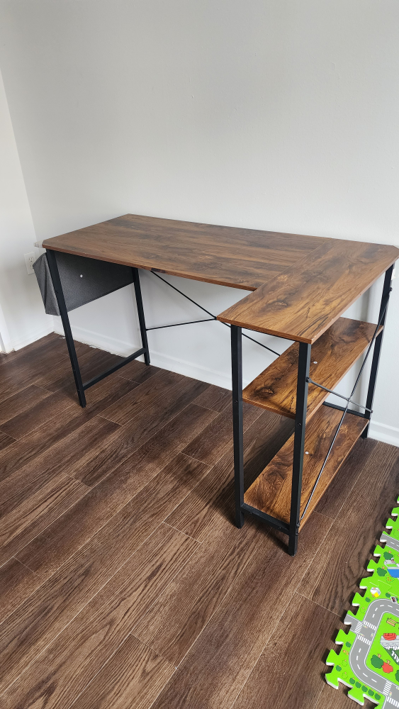 L-Shaped Computer Desk with Storage