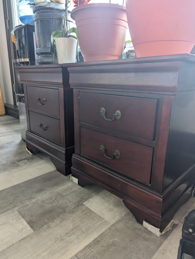 Pair of Dark Wood Nightstands