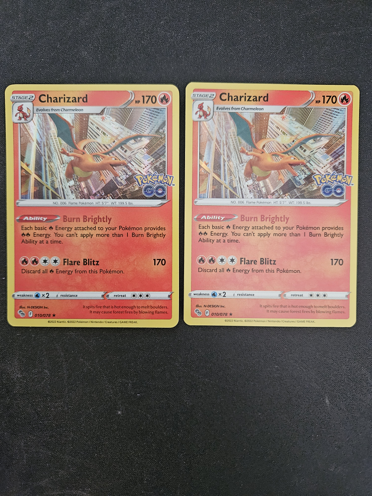 Pair of 2022 Pokemon GO Charizard (10/78) Halo