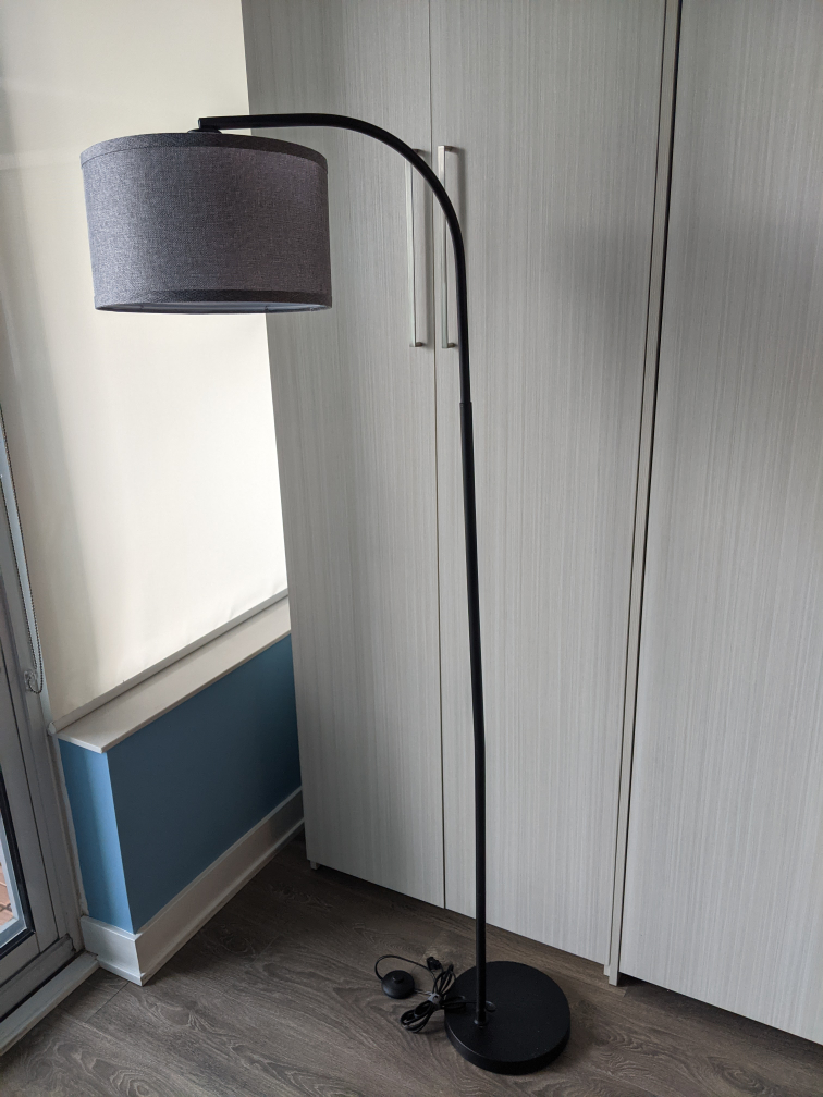 Arc Floor Lamp with Grey Fabric Shade - photo 5