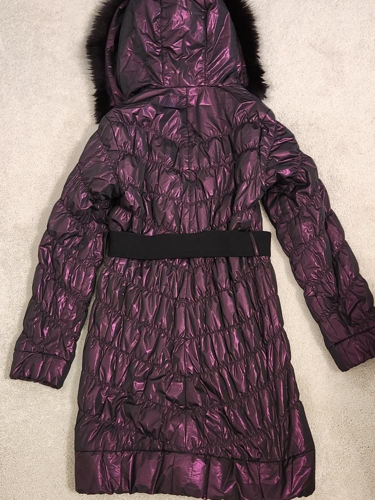 New Puffer Coat with Fox Fur Hood - Size Large - photo 3