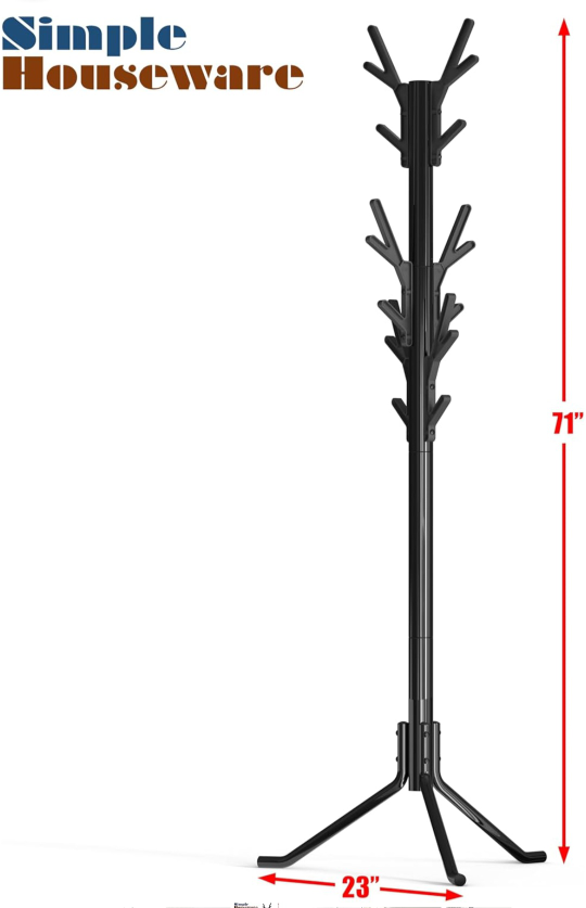Simple Houseware Black Freestanding Coat Rack