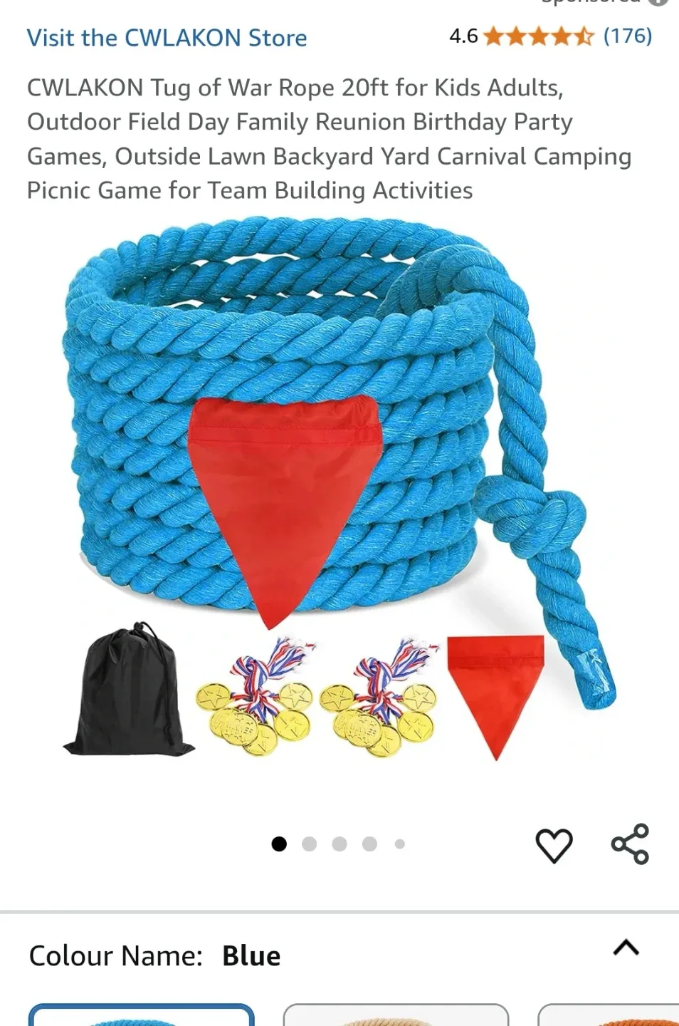 20ft Tug of War Rope - Team Building Game for Kids and Adults thumbnail