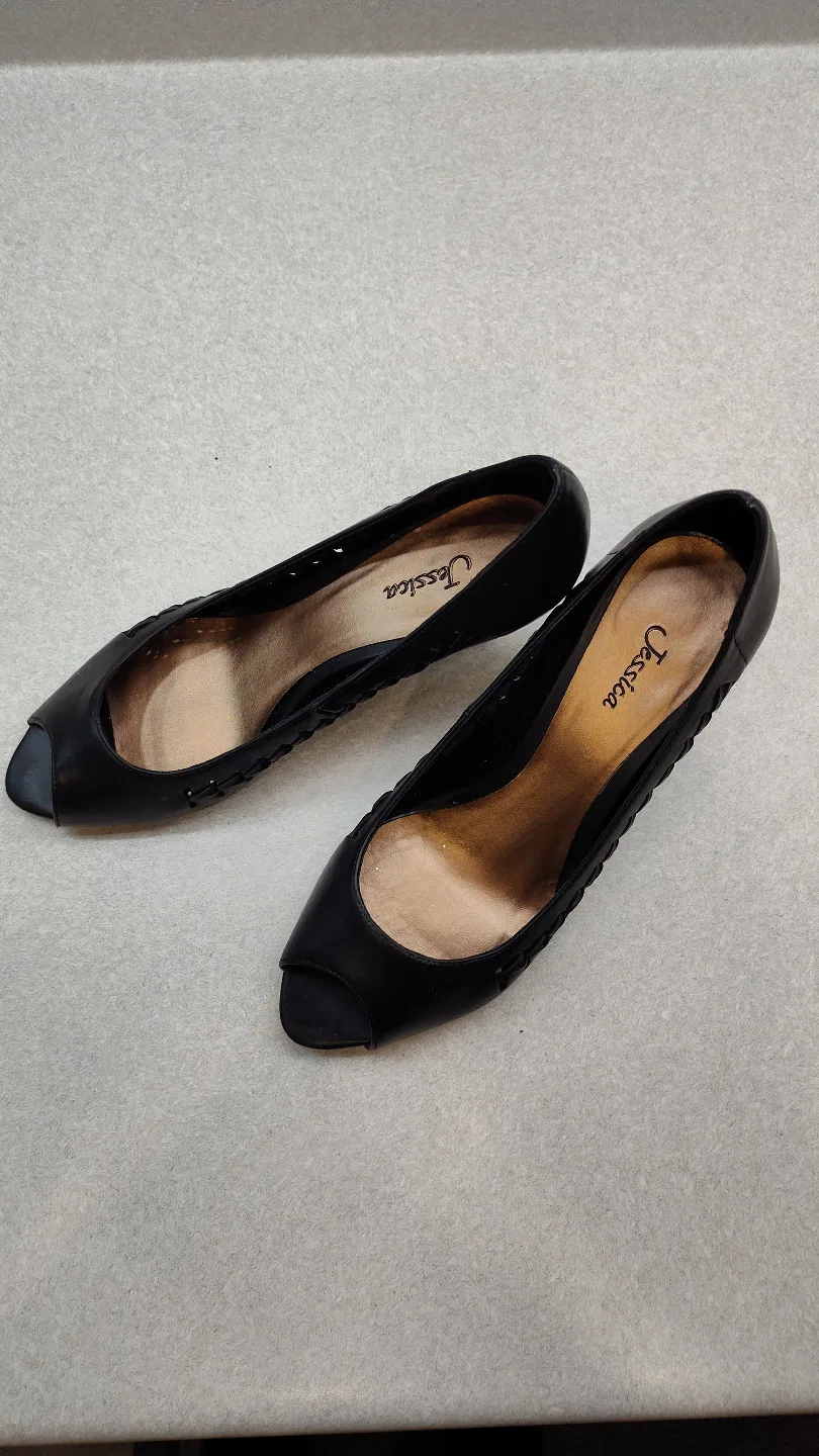 Jessica Black Peep-Toe Heels image indicator(2)