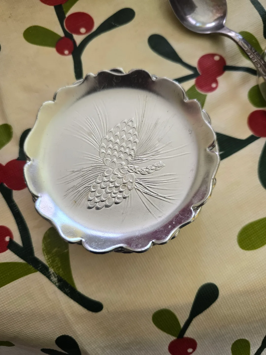Vintage Metal and Glass Coasters Set thumbnail