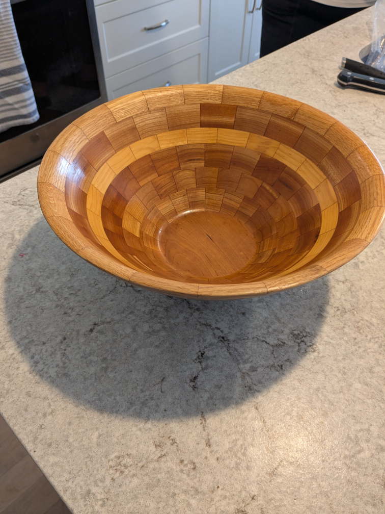 Canadian made Cherry-Pear-Oak, Hand-turned wooden bowl💚