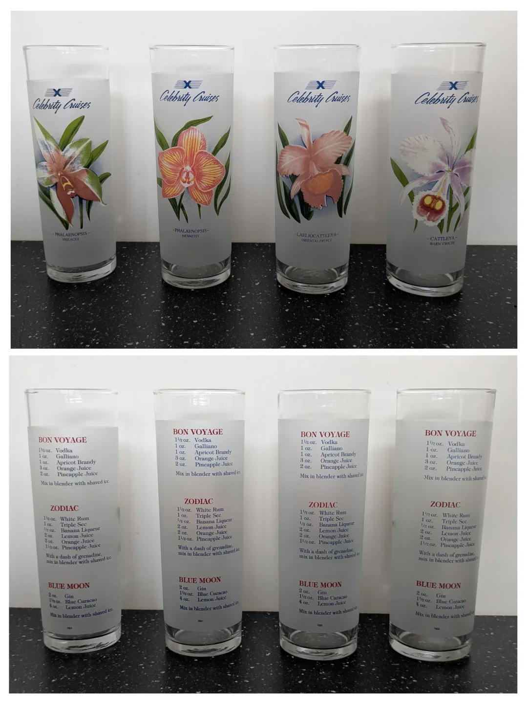4 Vintage Celebrity Cruises Frosted Cocktail Glasses thumbnail