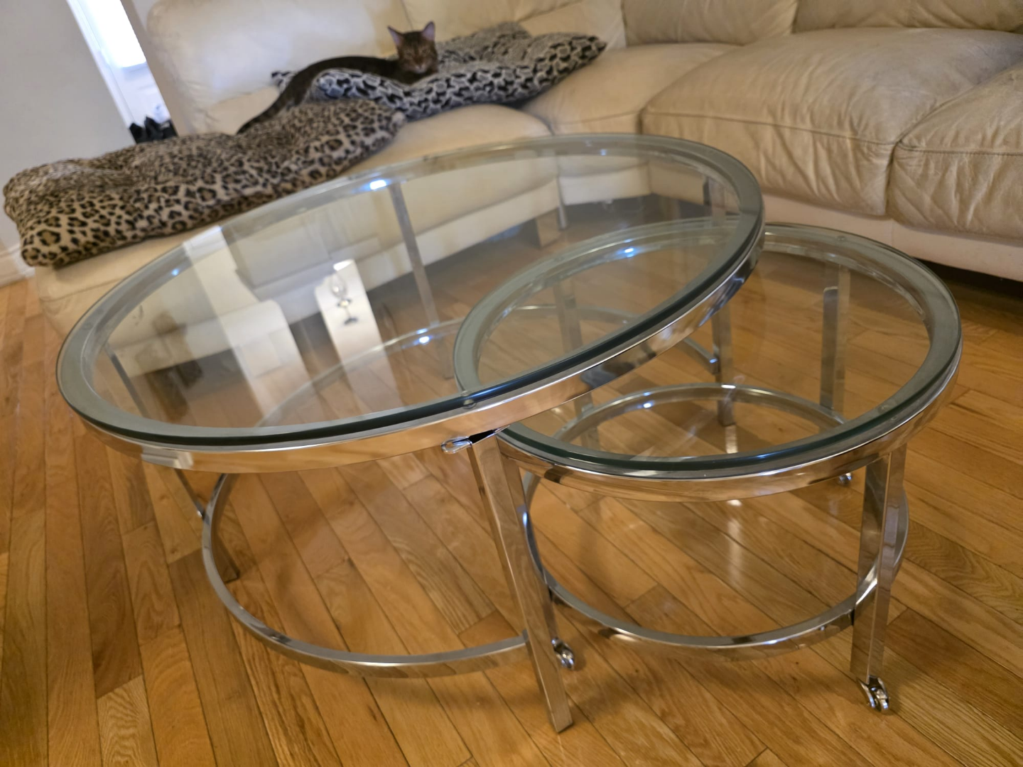 Glass & Chrome Nesting Coffee Tables - photo 2