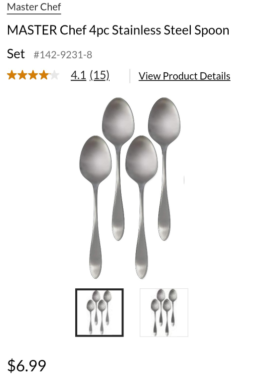 Master Chef 4pc Stainless Steel Spoon Set - photo 2