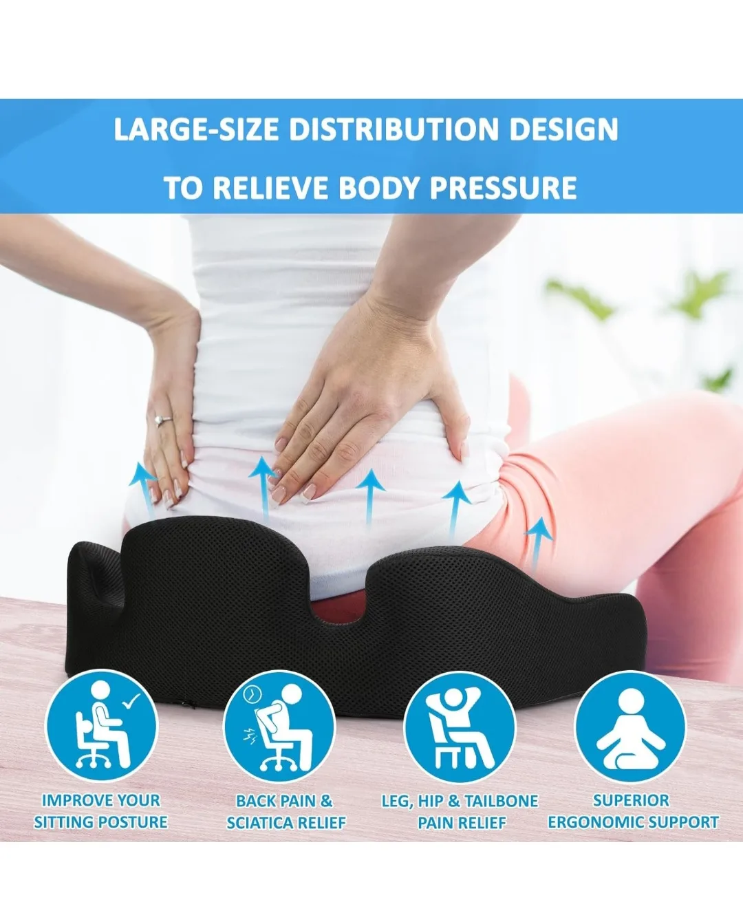 Ergonomic Memory Foam Seat Cushion with Washable Cover image indicator(5)