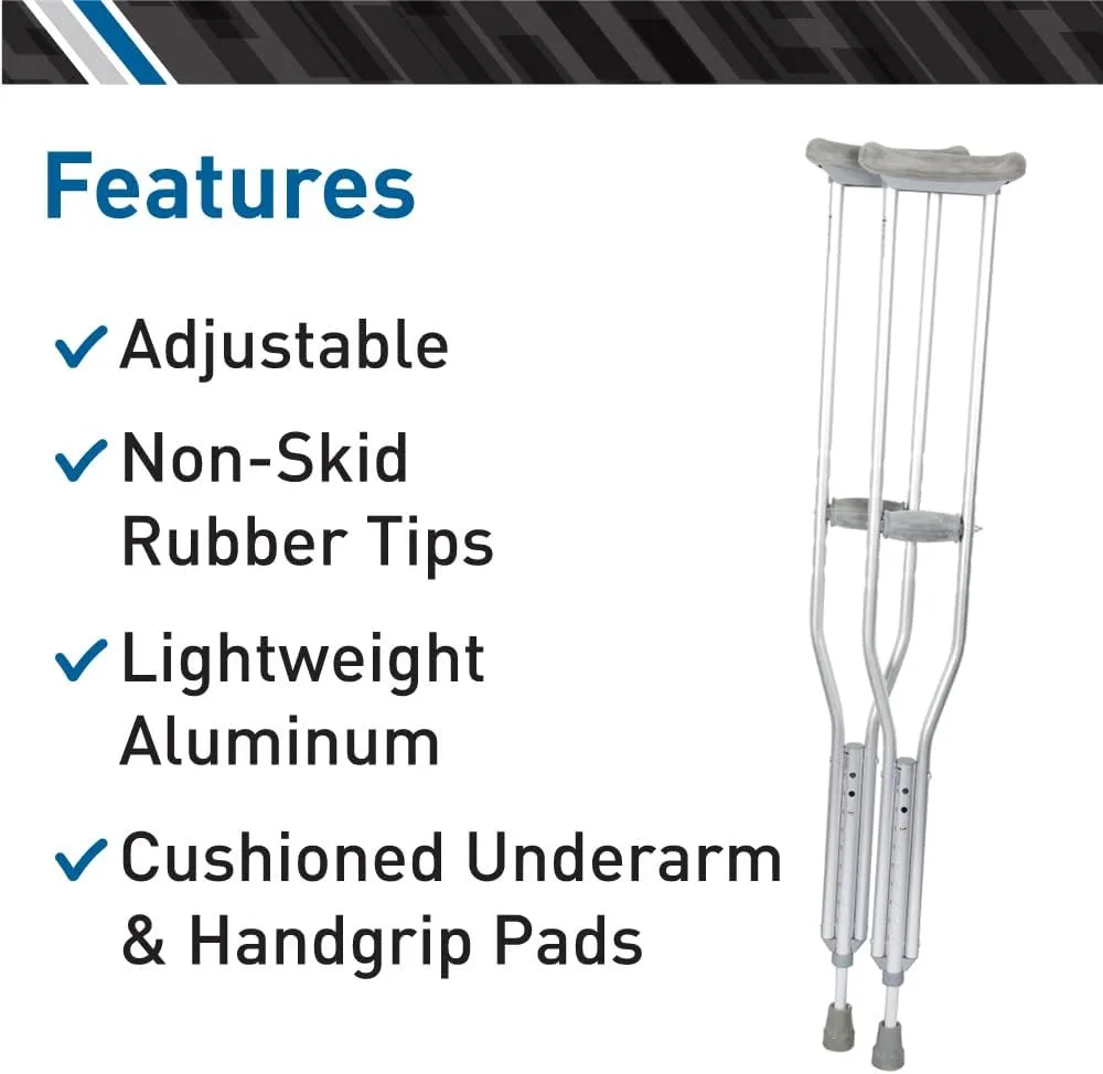 Adjustable Lightweight Aluminum Crutches with Cushioned Pads image indicator(2)