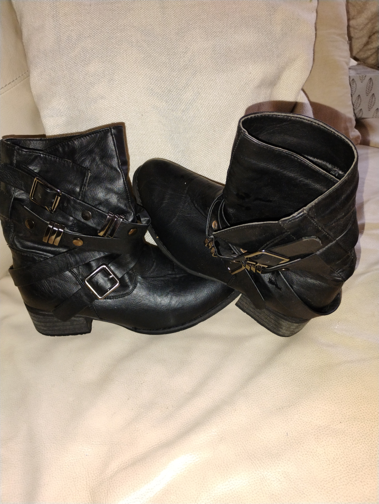 Women's Black Buckle Ankle Boots - photo 2