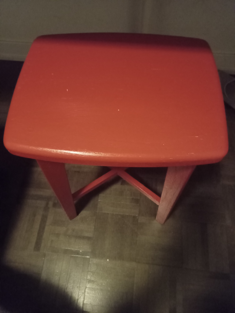 Red Wooden Stool - photo 2