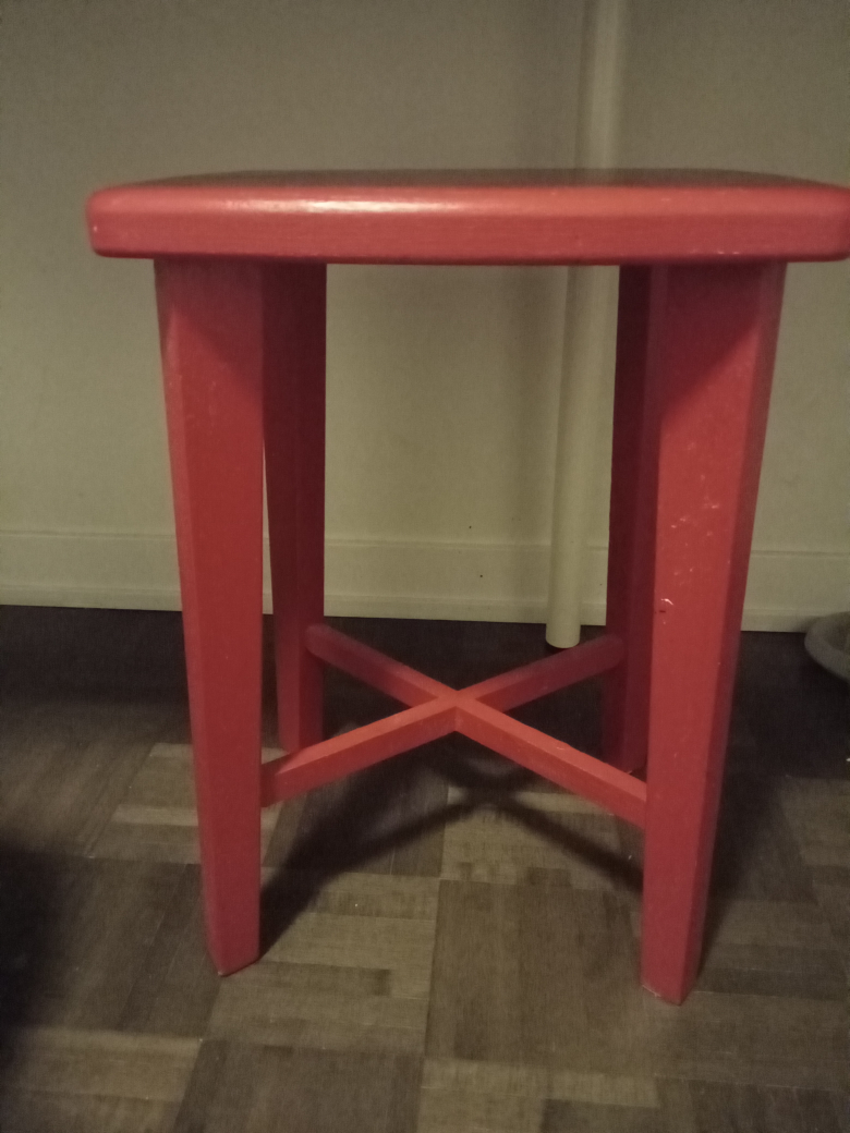 Red Wooden Stool - photo 3