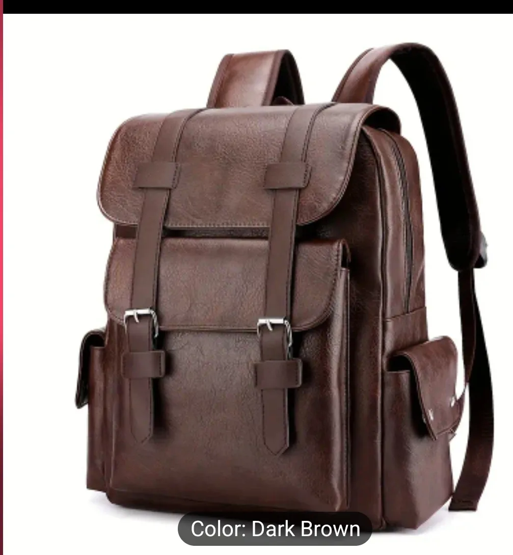 Dark Brown Leather Backpack thumbnail