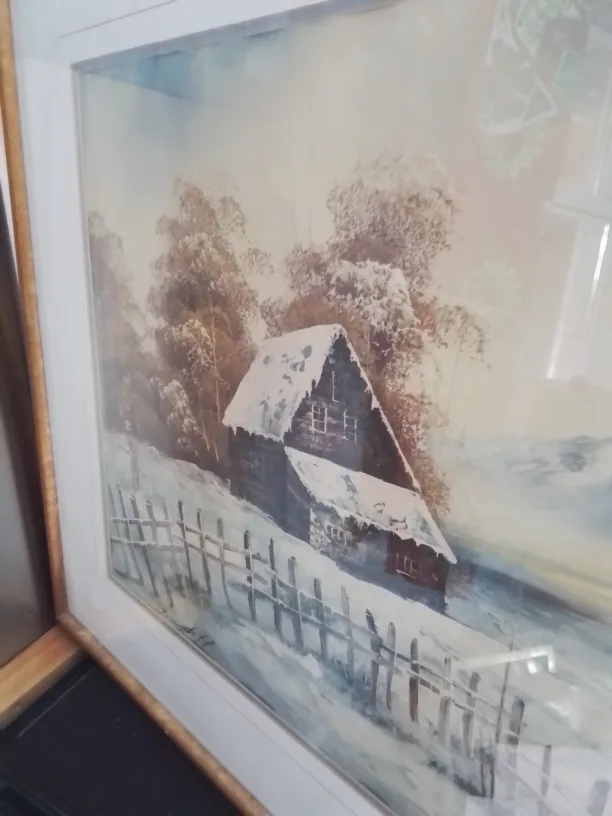 Framed Winter Landscape OOC Painting image indicator(4)