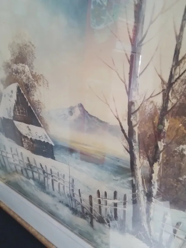 Framed Winter Landscape OOC Painting image indicator(6)