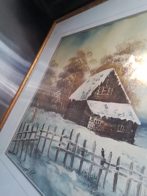 Framed Winter Landscape OOC Painting image indicator(8)