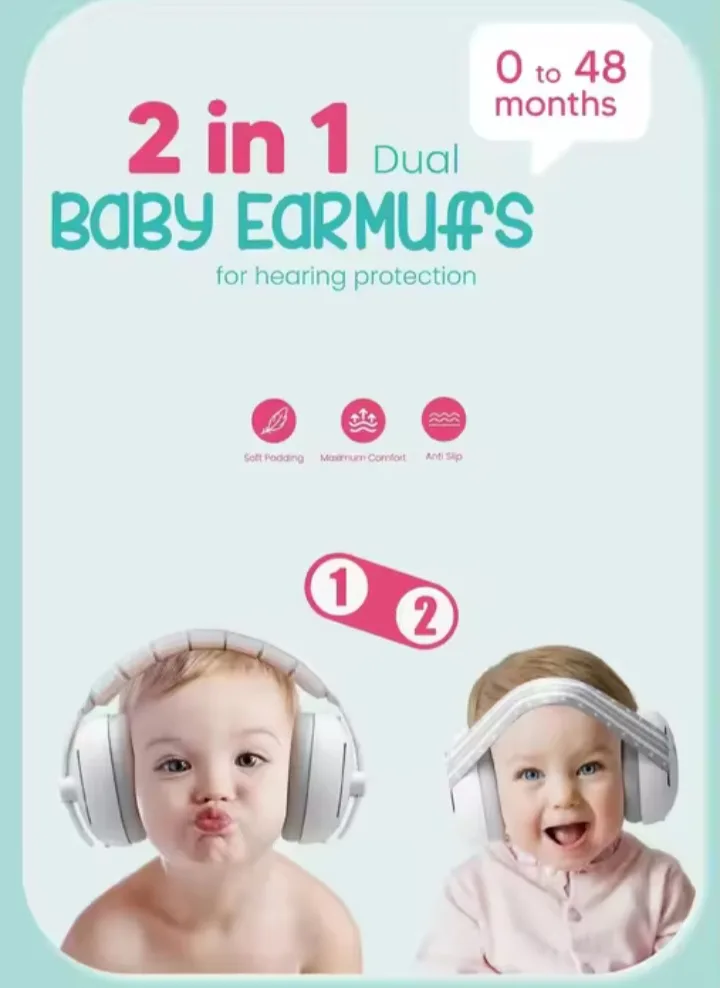 Little Ears Baby Earmuffs - Pink - 2 in 1 image indicator(2)