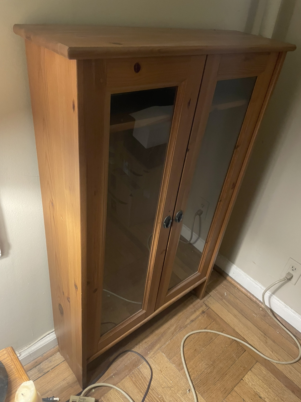 Wood Elegant Display Cabinet with Two Glass Doors and 6 Shelves - photo 5