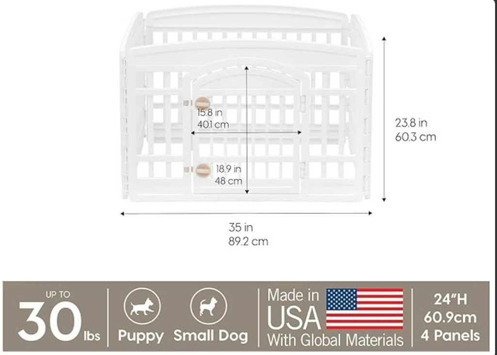 Pet Playpen - White - 4 Panels - Easy Setup - photo 2