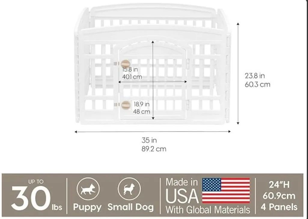 Pet Playpen - White - 4 Panels - Easy Setup image indicator(2)