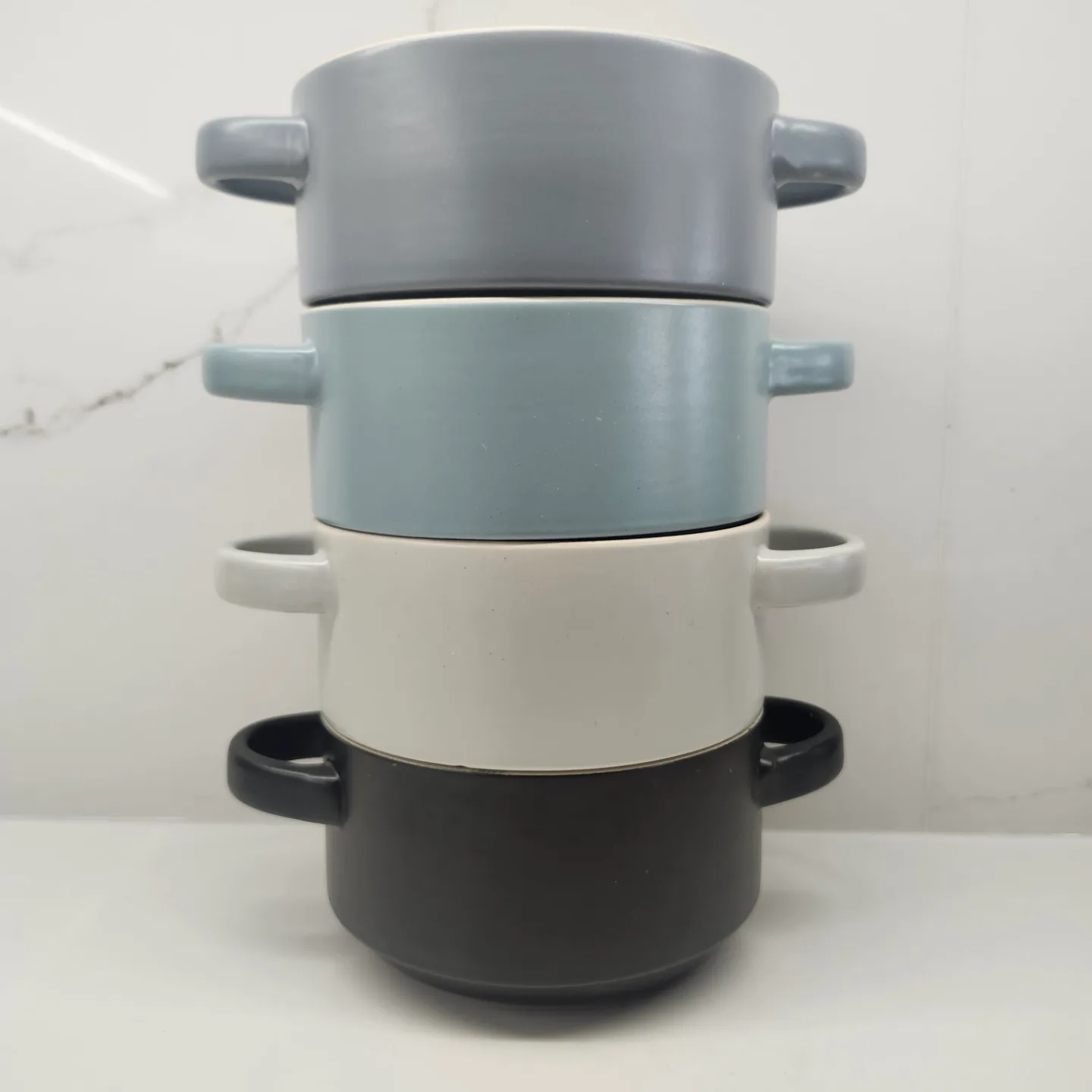 Mikasa Ella stackable soup bowls. Set of 4. thumbnail