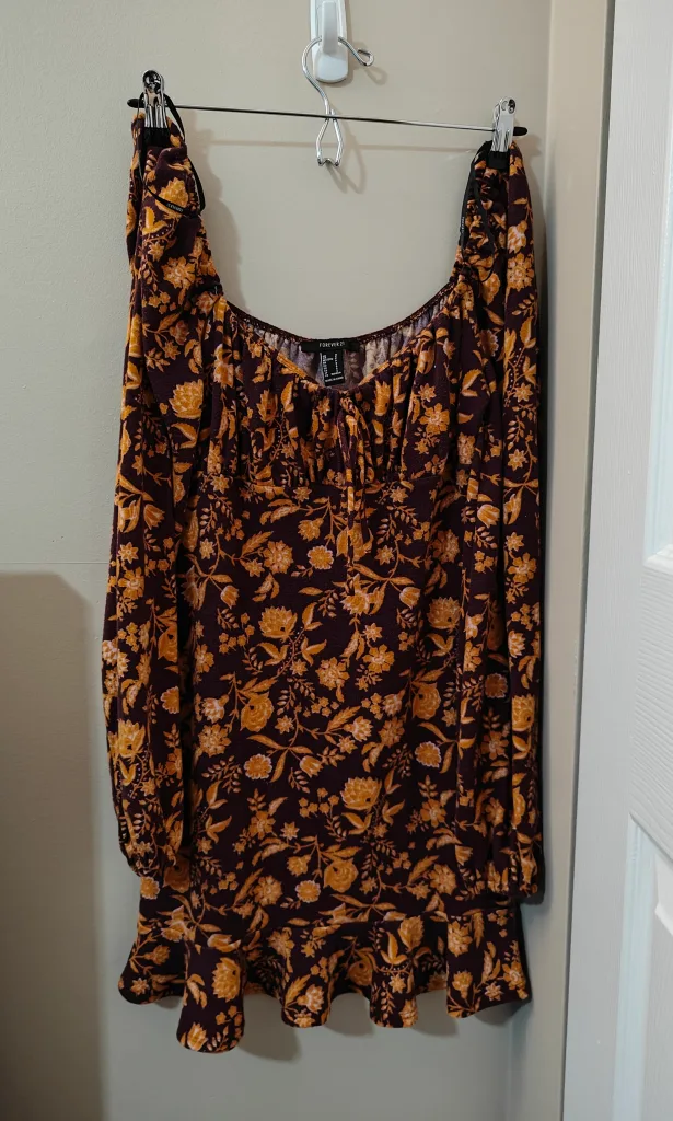 Forever 21 Mustard Floral Mini Dress💖🧡 image indicator(2)