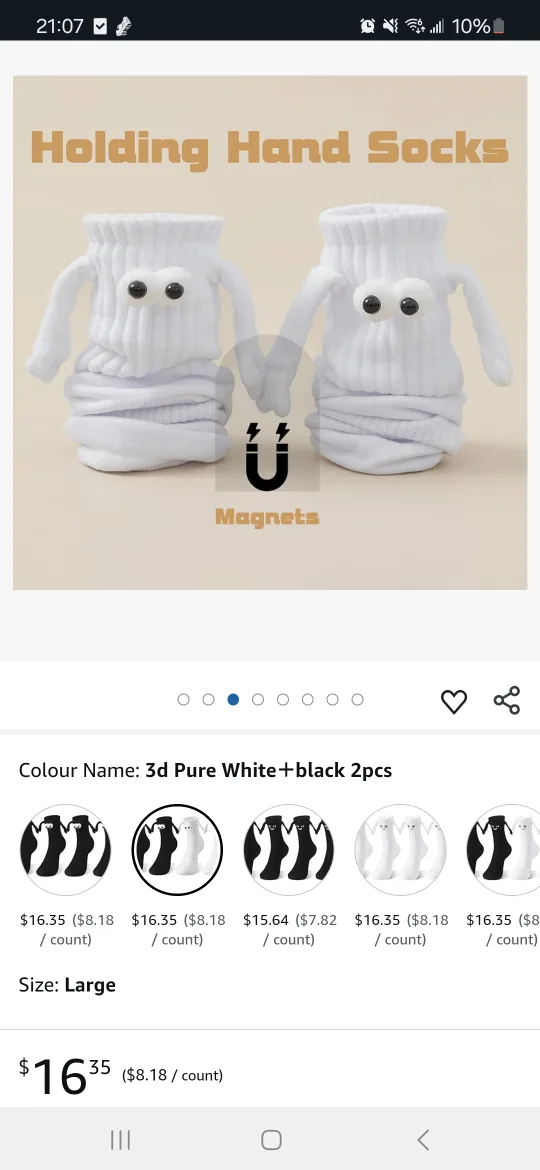 White Magnetic Hands Holding Socks (Brand New) image indicator(2)