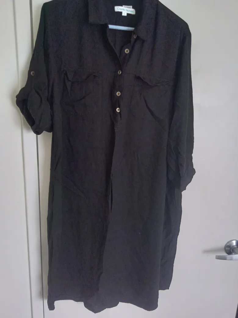 Claudia Richard Black Shirt Dress Size L thumbnail