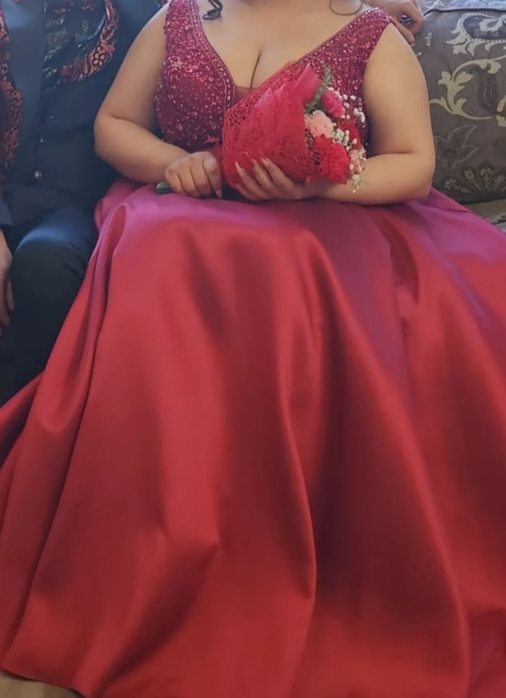 Gorgeous Burgundy Beaded Formal Gown thumbnail