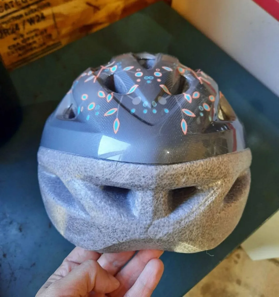 #freecycleYouth Bike Helmet - Grey with Floral Design #freecycle image indicator(2)