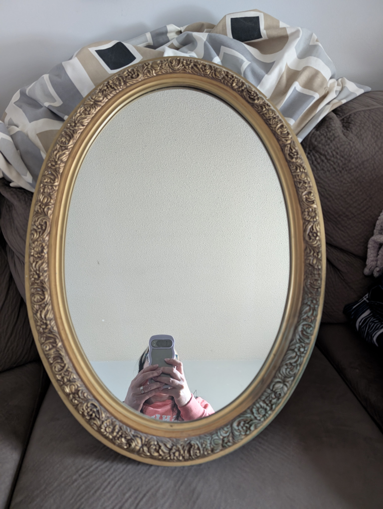 Vintage Oval Wall Mirror with Ornate Frame