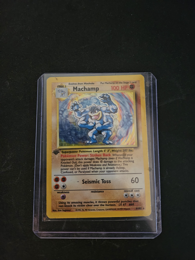Pokemon Card - 1st Edition - Machamp (8/102) Halo - Base Set 2