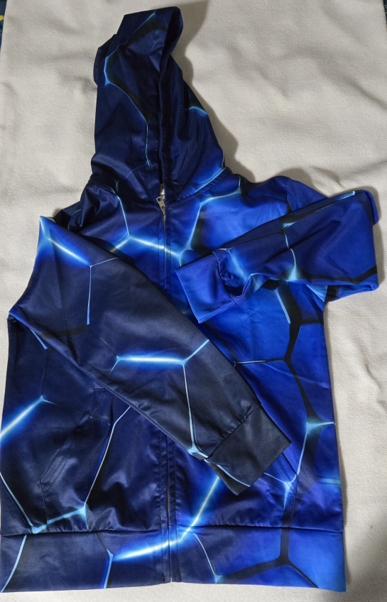 Blue Graphic Zip-Up Hoodie - Size S