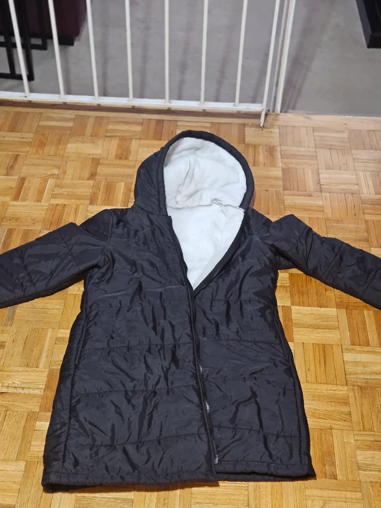 Black Sherpa-Lined Hooded Puffer Jacket image indicator(2)