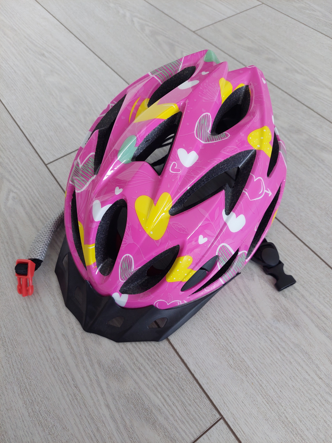 Teens' Pink Bicycle Helmet with Heart Design