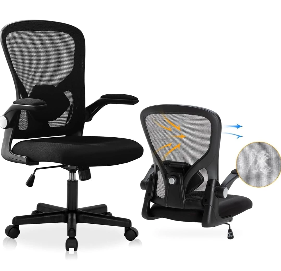 Black Mesh Office Chair with Adjustable Height and Flip-up - photo 5