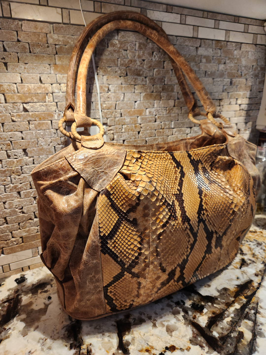 PYTHON Snakeskin Leather Handbag with Certificate