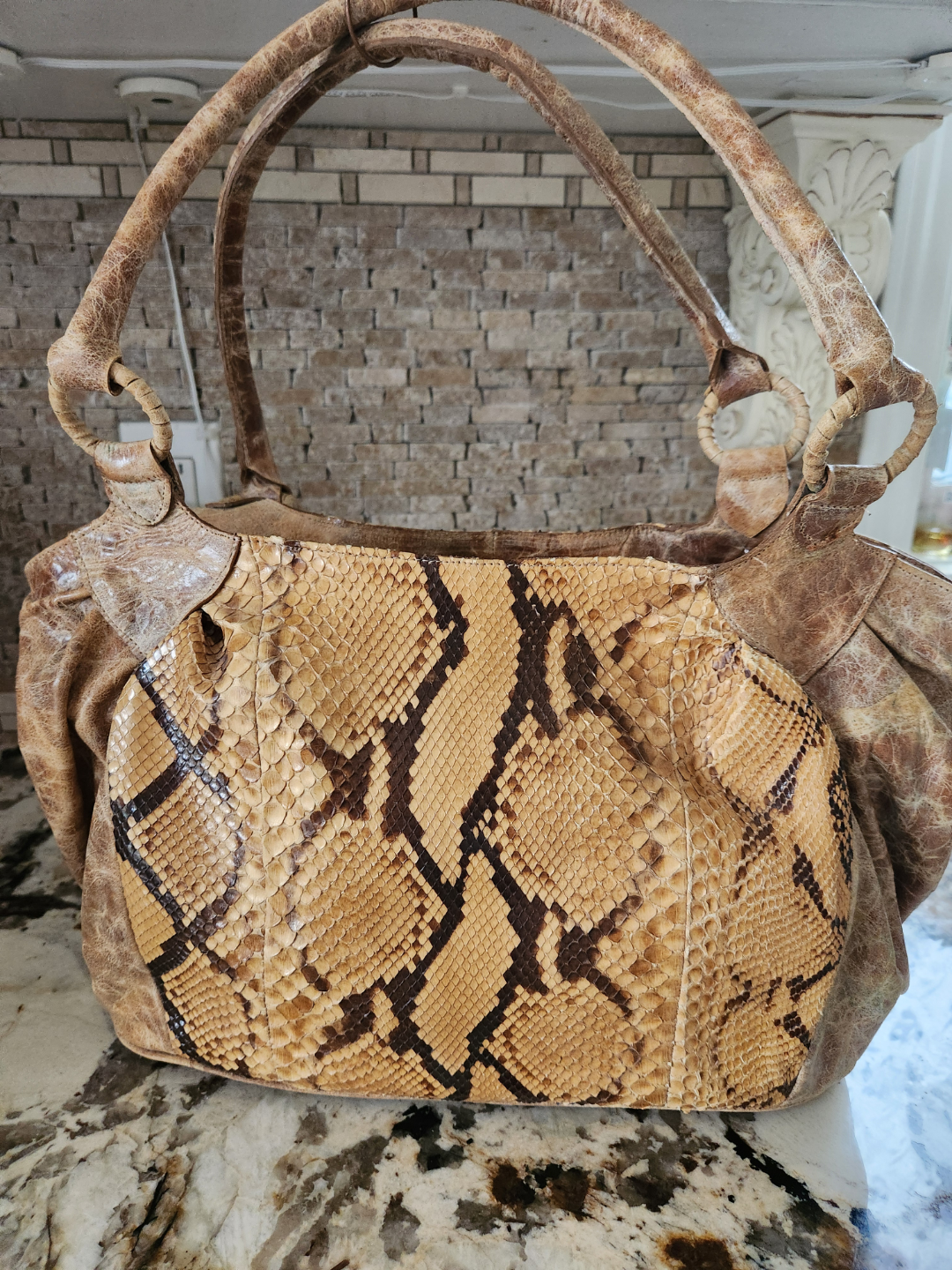 PYTHON Snakeskin Leather Handbag with Certificate - photo 4