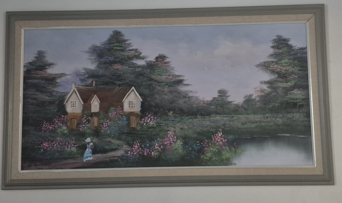 Framed Cottage Landscape Painting - photo 2